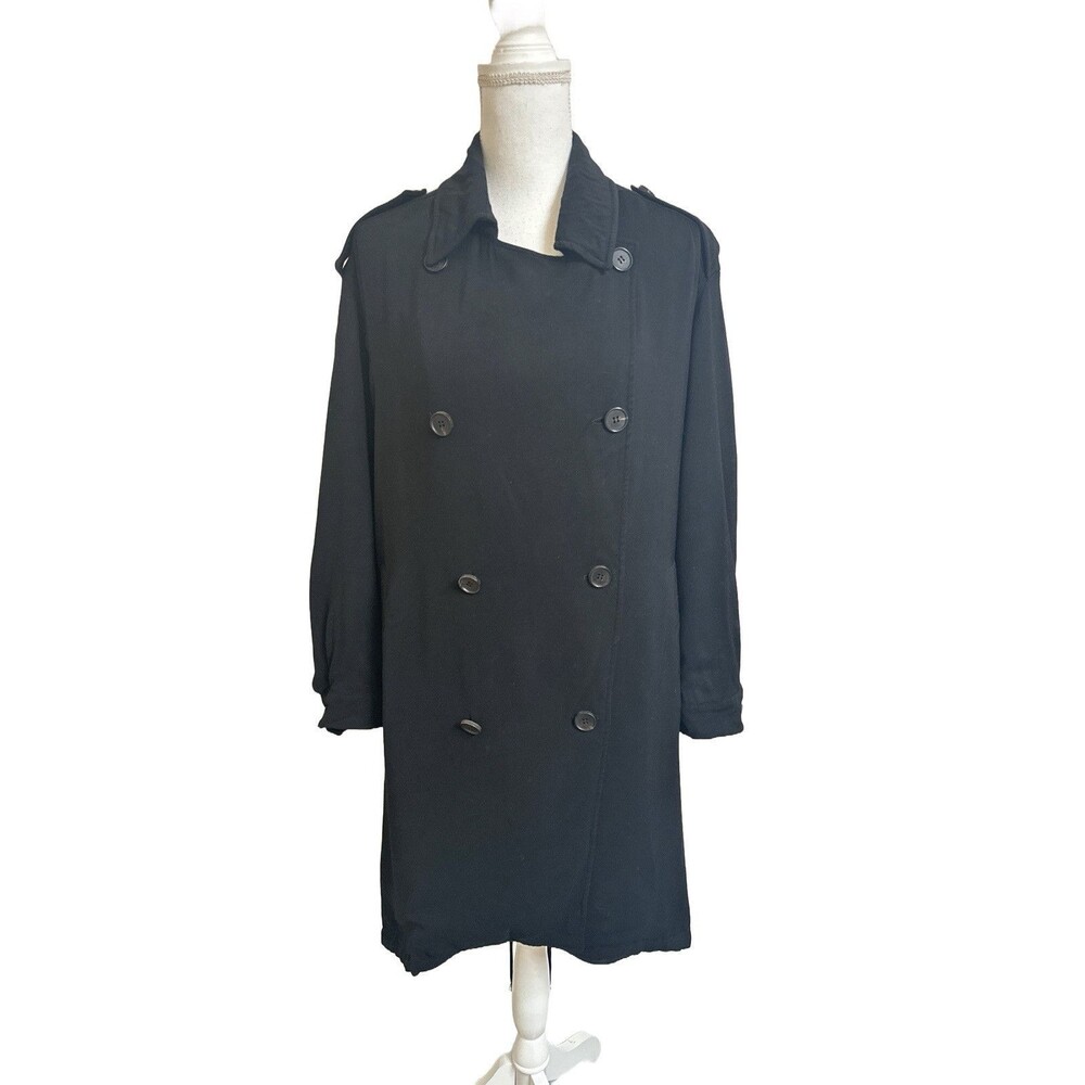 All Saints Women's S Black Viscose Long Jacket Trench Coat Small